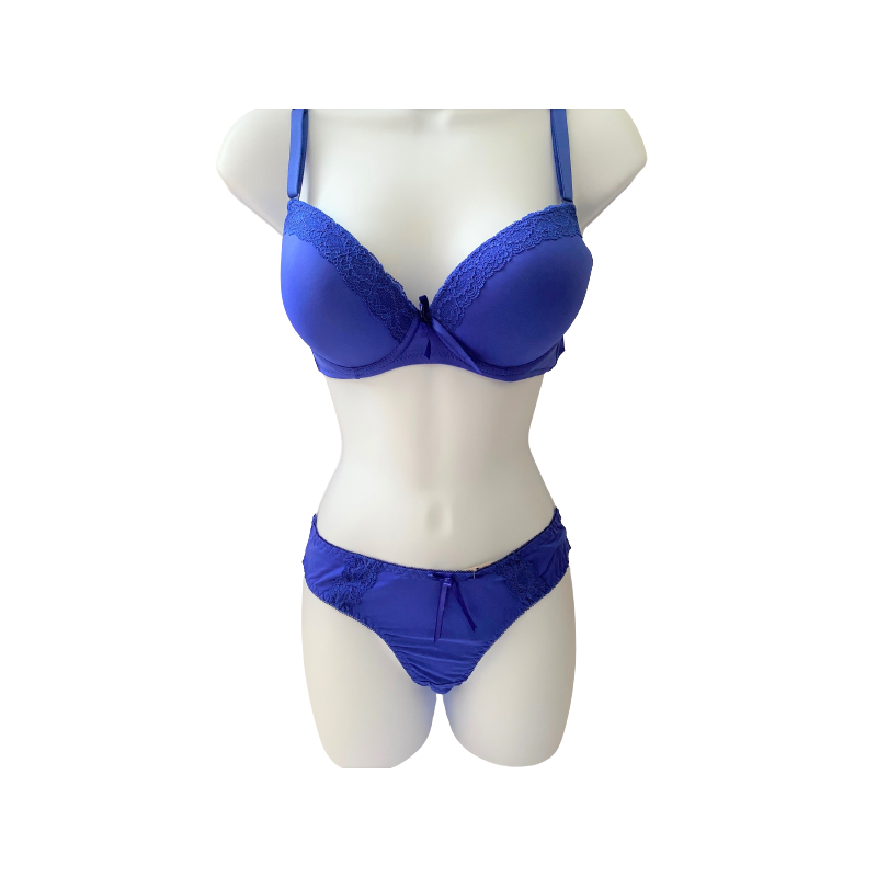 Ensemble soutien gorge avec tanga, bonnet B bleu