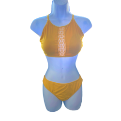 Maillot de bain brassière uni jaune, L