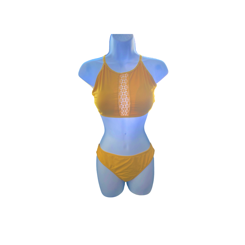 Maillot de bain brassière uni jaune, L