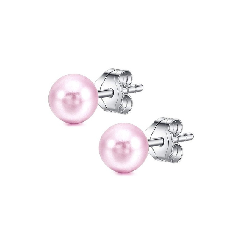 Boucles d'oreilles puces rose, céramique