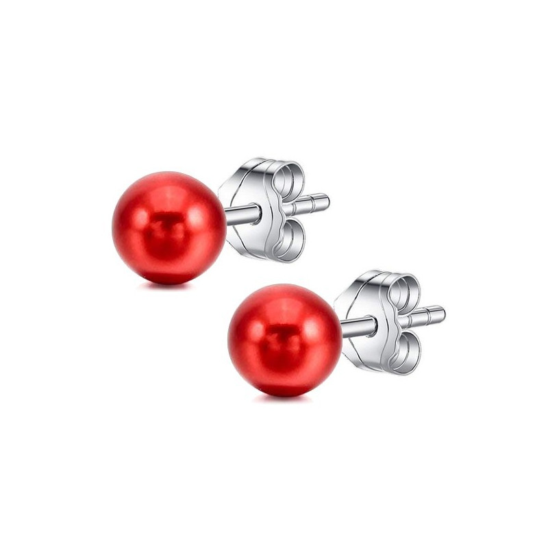 Boucles d'oreilles puces rouge, céramique