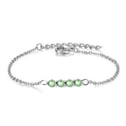 Bracelet argenté, lignée de pierres vert