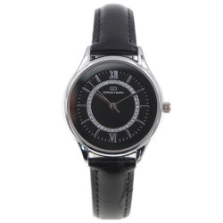 Montre pour femme bracelet simili cuir noir