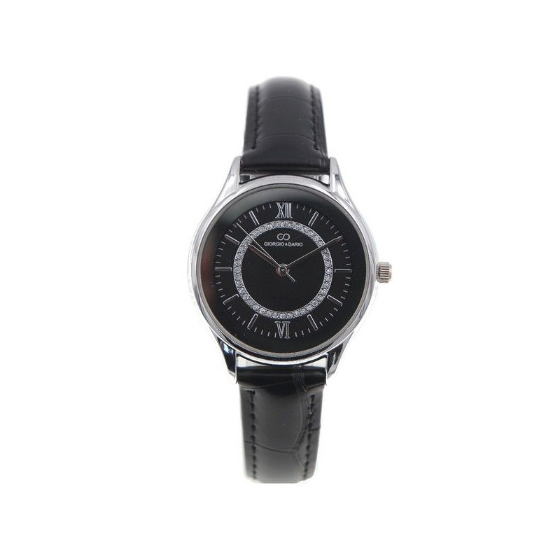 Montre pour femme bracelet simili cuir noir