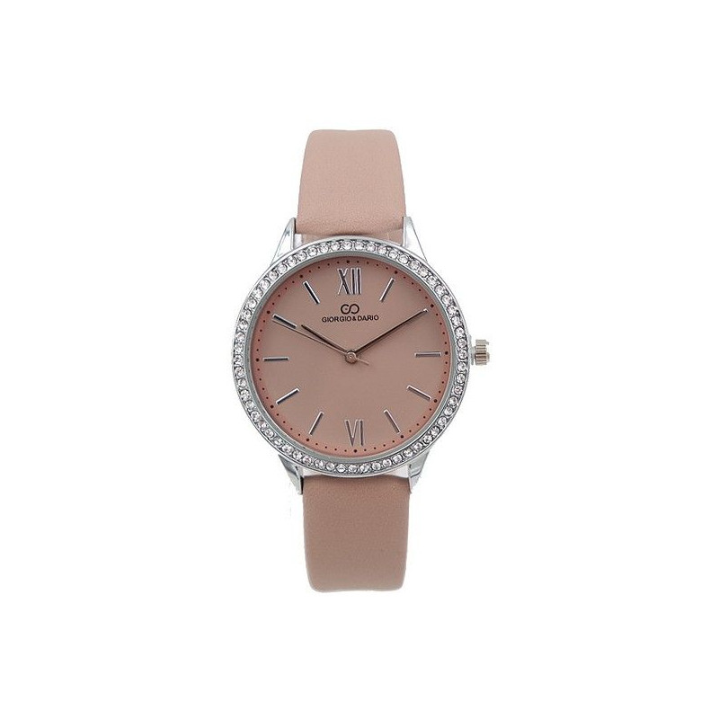 Montre pour femme bracelet simili cuir rose