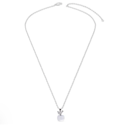 Collier chaîne fine pendentif pomme oeil de chat argent 925