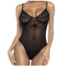 Body noir en dentelle et fine résille, Mapalé