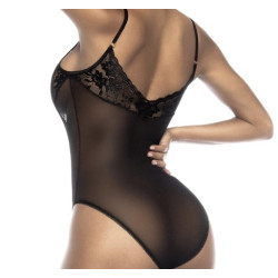Body noir en dentelle et fine résille, Mapalé